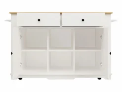 Isla central de cocina - carrito con ruedas y tomas - con plancha extensible - 2 puertas 2 cajones y 2 compartimentos -^ModernLuxe Discount