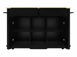 ModernLuxe Isla Cocina|Isla central de cocina - carrito con ruedas y tomas - con plancha extensible - 2 puertas 2 cajones y 2 compartimentos -