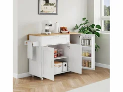 ModernLuxe Isla Cocina|Isla central de cocina - con mostrador plegable - múltiples compartimentos de almacenamiento -