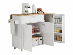 ModernLuxe Isla Cocina|Isla central de cocina - con mostrador plegable - múltiples compartimentos de almacenamiento -