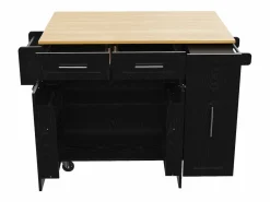 ModernLuxe Isla Cocina|Isla central de cocina - carrito con ruedas y plancha retráctil - 2 cajones y 2 puertas -
