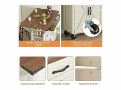 Isla central de cocina - con tablero retráctil - 4 puertas y 2 cajones -^ModernLuxe