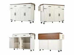 Isla central de cocina - con tablero retráctil - 4 puertas y 2 cajones -^ModernLuxe