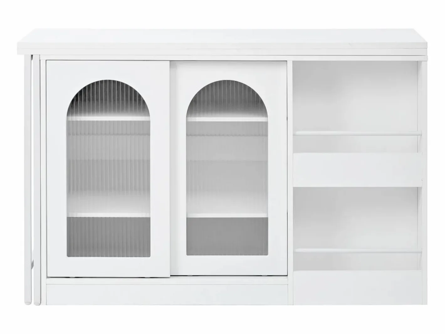 ModernLuxe Isla central de cocina - con tabla pivotante deslizante - con puertas de vidrio y espacio de almacenamiento - MDF - Blanco Sale