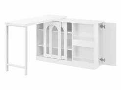 ModernLuxe Isla central de cocina - con tabla pivotante deslizante - con puertas de vidrio y espacio de almacenamiento - MDF - Blanco Sale