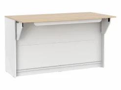 Vente-unique Isla central de cocina con 2 puertas y 2 huecos - Blanco y roble - TEKYNA Color natural claro / Blanco Outlet