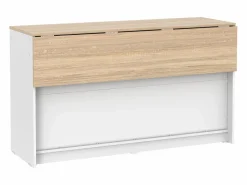 Vente-unique Isla central de cocina con 2 puertas y 2 huecos - Blanco y roble - TEKYNA Color natural claro / Blanco Outlet