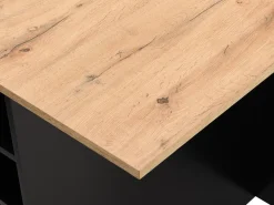 Vente-unique Isla Cocina|Isla central de cocina con 6 cajones y 4 compartimentos de MDF - Natural y Negro - POMARELA