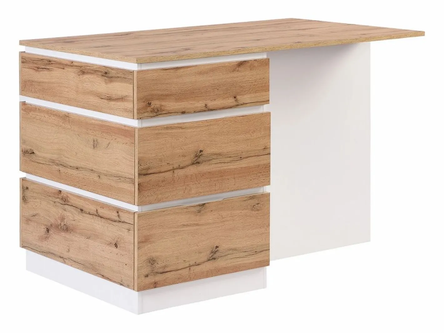 Vente-unique Isla central de cocina con 6 cajones y 4 estantes de MDF - Natural y Blanco - POMARELA Color natural claro / Blanco Sale