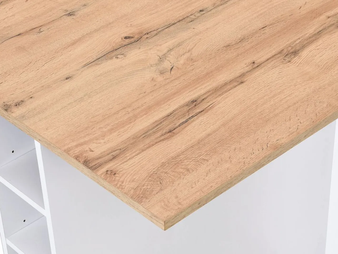 Vente-unique Isla central de cocina con 6 cajones y 4 estantes de MDF - Natural y Blanco - POMARELA Color natural claro / Blanco Sale