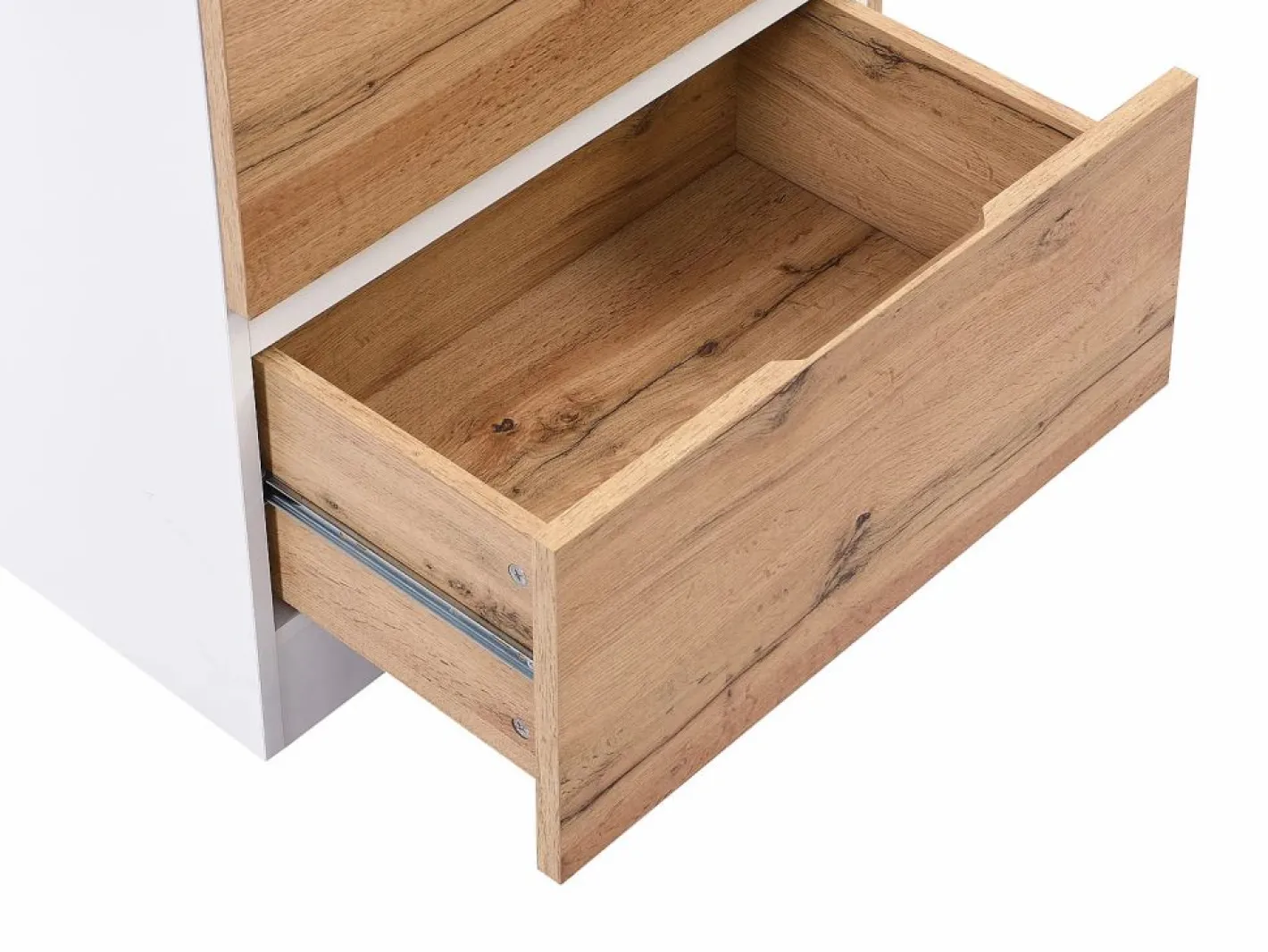 Vente-unique Isla central de cocina con 6 cajones y 4 estantes de MDF - Natural y Blanco - POMARELA Color natural claro / Blanco Sale
