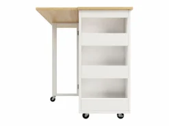 DripeX Isla Cocina|Isla central de cocina con estante para vino 2 cajones y 2 puertas - 2 enchufes - +natural - 131.5x43/76x90.7cm