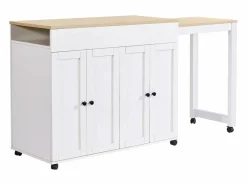 Isla central de cocina con 4 puertas - Tablero extensible - 118(180)x46x94 cm - + natural^ModernLuxe Discount