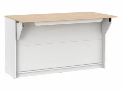 Vente-unique Isla Cocina|Isla central de cocina con 2 puertas - Blanco y roble - BENITA