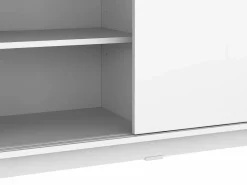 Vente-unique Isla Cocina|Isla central de cocina con 2 puertas - Blanco y roble - BENITA