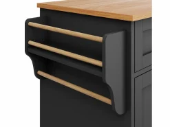 ModernLuxe Isla central de cocina móvil - 5 cajones y 5 compartimentos - MDF - Negro New