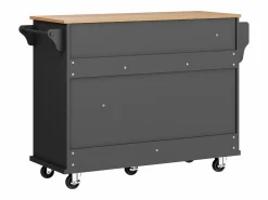 ModernLuxe Isla central de cocina móvil - 5 cajones y 5 compartimentos - MDF - Negro New