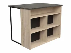 Isla Cocina|Isla cocina Arko 5 huecos roble áspero/negro 109.4x89.8x79.7 cm