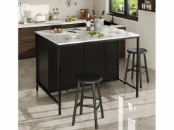 Isla de cocina - 100 x 90 x 90 cm - mesa de bar - con 2 puertas + 2 cajones + patas regulables - MDF -^Merax Discount
