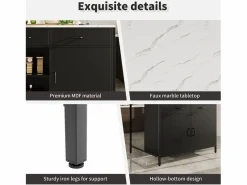 Isla de cocina - 100 x 90 x 90 cm - mesa de bar - con 2 puertas + 2 cajones + patas regulables - MDF -^Merax Discount