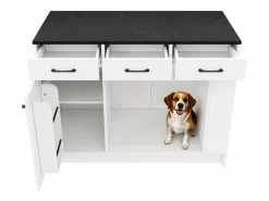 Merax Isla Cocina|Isla de cocina - 120 x 60 x 90 cm - con 3 cajones + 1 puerta + espacio para mascotas - MDF -