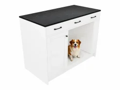 Merax Isla Cocina|Isla de cocina - 120 x 60 x 90 cm - con 3 cajones + 1 puerta + espacio para mascotas - MDF -