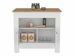 TuHome Isla de cocina Arlet en melamina con 2 puertas y 3 estantes , Blanco / Macadamia , 89.9 cm X 103 cm X 70 cm Multicolor Online