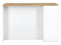 Vente-unique Isla de cocina atemporal - MDF - 130 cm de largo - Blanco y Natural - MEILI Color natural claro / Blanco