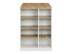 Vente-unique Isla de cocina atemporal - MDF - 130 cm de largo - Blanco y Natural - MEILI Color natural claro / Blanco