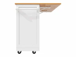 Isla Cocina|Isla de cocina blanca - Carrito de cocina con 2 cajones y 4 puertas - Especiero y toallero