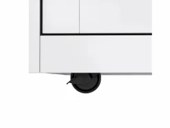 Isla Cocina|Isla de cocina blanca - Isla de cocina con ruedas y patas de madera - Encimera abatible - 2 cajones 4 puertas