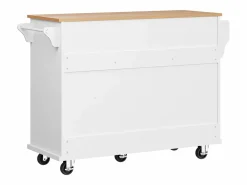 Isla de cocina blanca de 5 cajones - Carrito de cocina de 1 puerta con 3 compartimentos abiertos - Especiero y toallero Blanco Hot