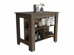 TuHome Isla de cocina Cala en melamina con 3 estantes , marron , 90 cm X 103 cm X 70 cm Marru00f3n Outlet