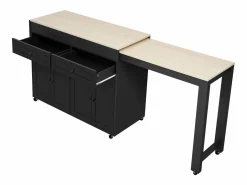 Isla de cocina central - con 4 puertas y 2 cajones - tablero extensible - con ruedas - 180,5×45×92,2 cm -^ModernLuxe Online