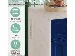 Merax Isla Cocina|Isla de cocina central con 3 puertas + 2 cajones - 120 x 60 x 91 cm - con enchufes + USB - MDF -
