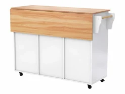 ModernLuxe Isla Cocina|Isla de cocina central con 2 cajones - Tablero extensible - patas con ruedas o de madera maciza -