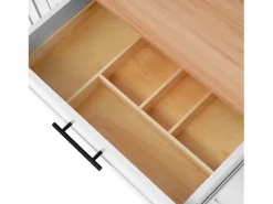 ModernLuxe Isla Cocina|Isla de cocina central con 2 cajones - Tablero extensible - patas con ruedas o de madera maciza -