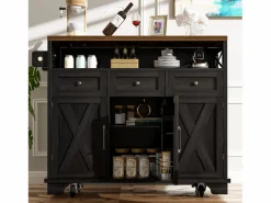 ModernLuxe Isla Cocina|Isla de cocina central móvil - Tablero extensible - 3 cajones y 3 puertas - estantes abiertos - con toallero - MDF -