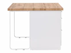 Vente-unique Isla de cocina con 6 cajones de MDF y metal - Blanco y Natural claro - ALEGRITA Color natural claro / Blanco