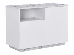 Vente-unique Isla Cocina|Isla de cocina con 2 puertas y 1 estante de MDF - Efecto mármol - CORELINA
