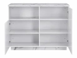 Vente-unique Isla Cocina|Isla de cocina con 2 puertas y 1 estante de MDF - Efecto mármol - CORELINA