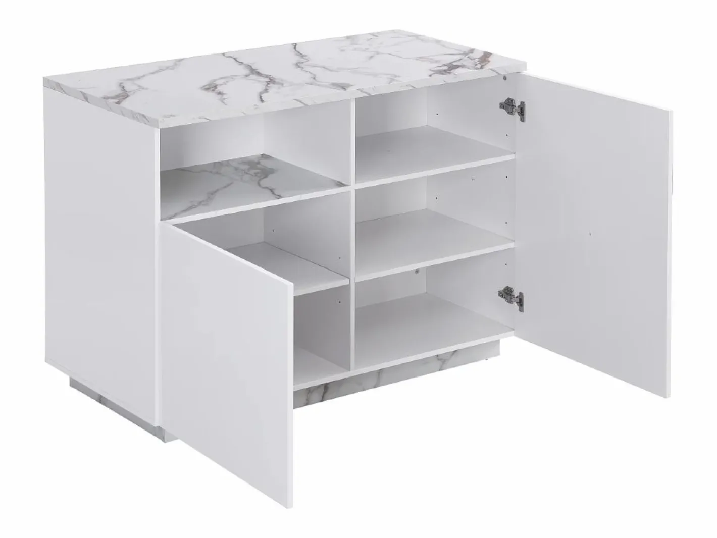 Vente-unique Isla Cocina|Isla de cocina con 2 puertas y 1 estante de MDF - Efecto mármol - CORELINA