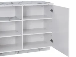 Vente-unique Isla Cocina|Isla de cocina con 2 puertas y 1 estante de MDF - Efecto mármol - CORELINA
