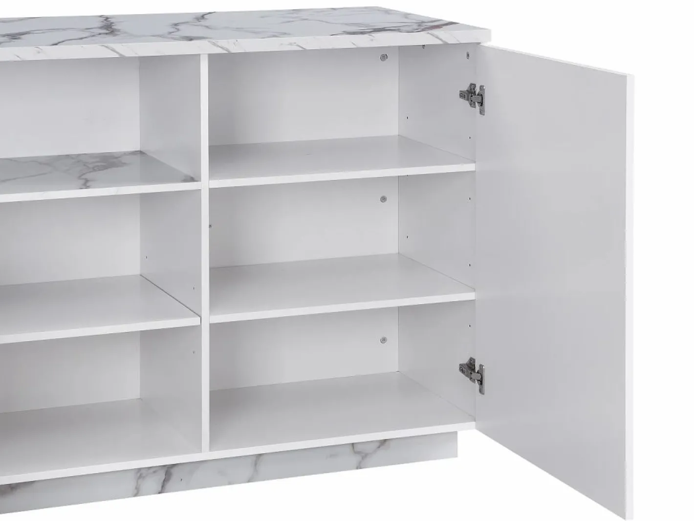 Vente-unique Isla Cocina|Isla de cocina con 2 puertas y 1 estante de MDF - Efecto mármol - CORELINA