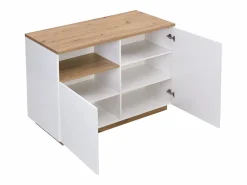 Isla de cocina con 2 puertas y 1 estante de MDF - Natural y blanco CORELINA^Vente-unique Hot