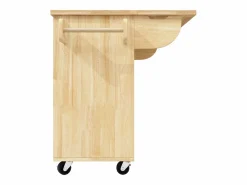 Hauss Spole Mueble Camarera|Isla de cocina con 2 puertas y 3 cajones, encimera extensible, diseño de tablero de ajedrez, color natural