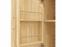 Hauss Spole Mueble Camarera|Isla de cocina con 2 puertas y 3 cajones, encimera extensible, diseño de tablero de ajedrez, color natural