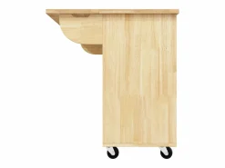 Hauss Spole Mueble Camarera|Isla de cocina con 2 puertas y 3 cajones, encimera extensible, diseño de tablero de ajedrez, color natural
