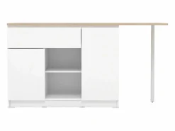 Vente-unique Isla de cocina con 2 puertas, 1 cajón y 2 huecos - Blanco y natural - TUNORI Color natural claro / Blanco New