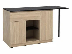 Vente-unique Isla de cocina con 2 puertas, 1 cajón y 2 estantes - Natural y negro - TUNORI Negro / Color natural claro Best